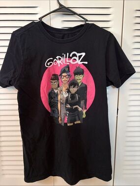 Gorillaz Black Short-Sleeve Graphic Tee with Pink Logo